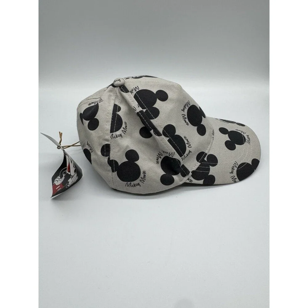 Disney Mickey Mouse Hat Cap Strap Back Gray Black Allover Print Baseball Mens